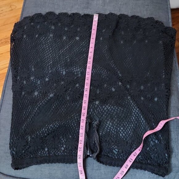 Boho Hippy Vintage 60's 70's Sheer Black Crochet Floral Lace Skirt Set SzXL - Picture 9 of 9